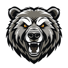 angry grizzly bear head vector art illustration isolated on white background