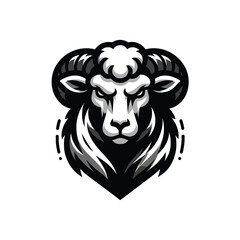 lamb mascot logo in black and white silhouette