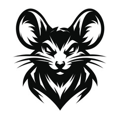 Illustration of a fierce mouse in black and white