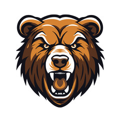 angry grizzly bear head vector art illustration isolated on white background