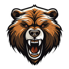 angry grizzly bear head vector art illustration isolated on white background