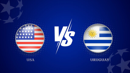 USA vs Uruguay broadcast template for sports Copa America 2024. vector illustration