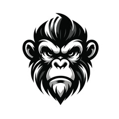 Illustration of a fierce monkey in black and white
