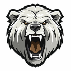 angry grizzly bear head vector art illustration isolated on white background