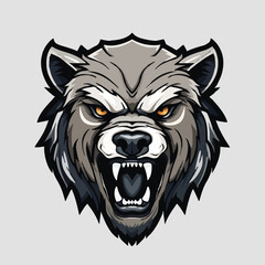 angry grizzly bear head vector art illustration isolated on white background