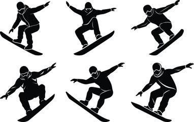 Snowboarding pose vector illustration