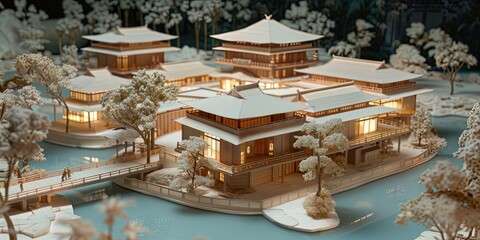 Fototapeta premium architectural model of vacation resort 