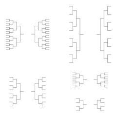Set of Bracket sport tournament, blank elimination event sign, playoff match vector illustration