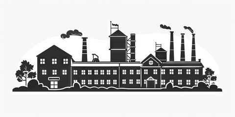 Obraz premium monochrome black image of an industrial factory ready to be constructed - commercial real estate concept
