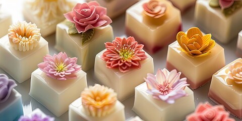 designer petit-fours in an array of colorful designs