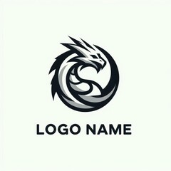 Obraz premium Futuristic Dragon Logo: Power and Innovation in Design