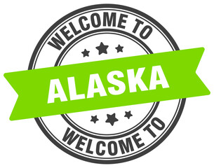 Welcome to Alaska stamp. Alaska round sign