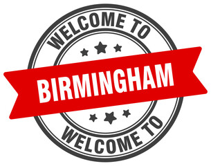 Welcome to Birmingham stamp. Birmingham round sign