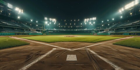 Baseball field - baseball diamond inside empty stadium