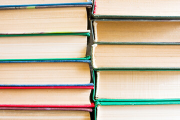 A lot of books shot in close-up.