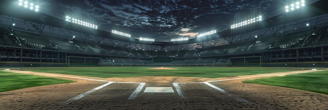 Baseball field - baseball diamond inside empty stadium