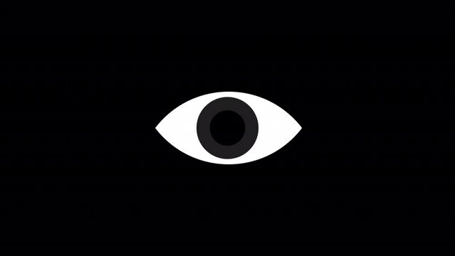 A close up of blinking eye animation with a transparent background. Vector eye illustration motion graphics