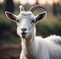 Fototapeta premium beautiful goat with horns, goat, bright colors, pop style, cute animal 