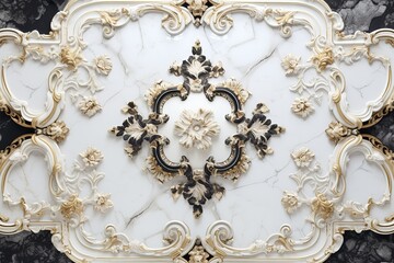 3d rendering beautiful marble relief isolated on white. luxury carving decoration of architecture.