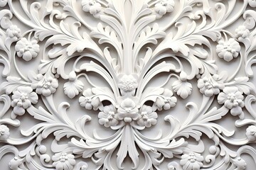 3d rendering beautiful marble relief isolated on white. luxury carving decoration of architecture.