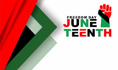  Juneteenth Freedom Day . Emancipation day. Annual american holiday, celebrated in June 19. African-American history and heritage. Poster, greeting card, banner and background. Vector