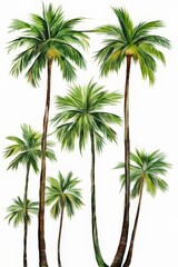 Fototapeta premium The palm trees have tall, slender trunks and lush,