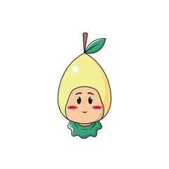 vector illustration of a child character wearing a lemon costume