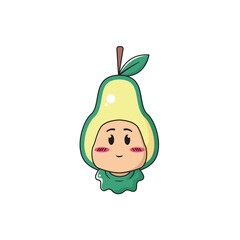 vector illustration of a child character wearing an avocado costume