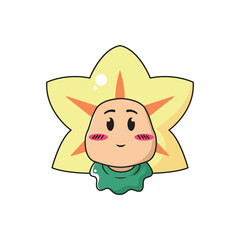 vector illustration of a child character wearing a star fruit costume