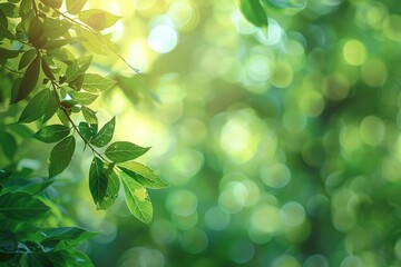 A leafy green tree with a bright green leafy branch with blurred background