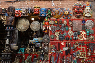 Fototapeta premium Colorful masks in Kathmandu, Nepal