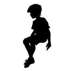 Boy sitting Silhouette vector illustration