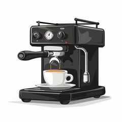 A espresso machine clipart, appliance element, black, isolated on white background