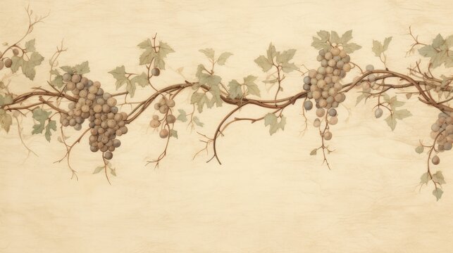 Parable of the Vine and the Branches, Spiritual Unity Depicted on Beige Background,Christian banner