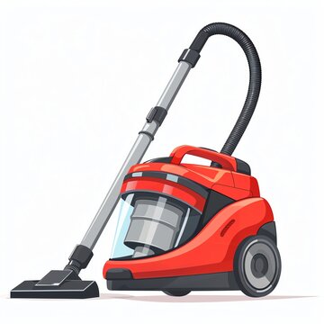 red vacuum cleaner on white background clip art preview