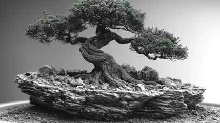 black and white tree