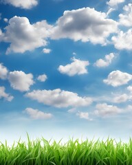 Obraz premium Sunshine clouds sky with fresh grass