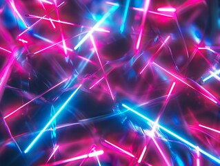 Neon futuristic flashes on black background. Motion light lines backdrop. For banner, postcard, illustration. Created with generative AI tools