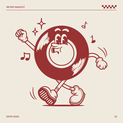 Vinyl retro music character illustration, vintage music illustration