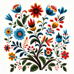 Mexican Handdrawn Floral Motif Pictures folk Art Vector Flower and Floral Embroidery Design with New and Fresh illustration Simpl on a white background