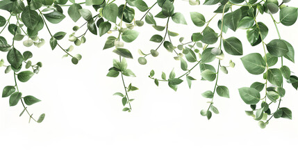 Obraz premium Floral leaves drawn with summer branches isolated white background