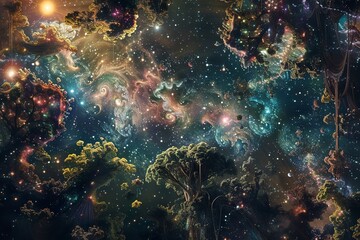 Extraterrestrial canopy adorned with numerous. Generative Ai