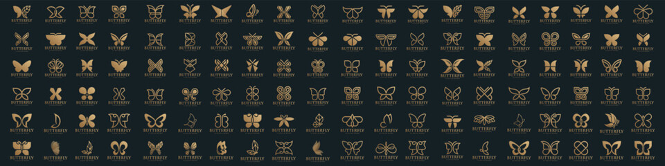 set of creative abstract butterfly logo design. Vector illustration