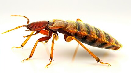 Fototapeta premium A brown and black bed bug on a white background.