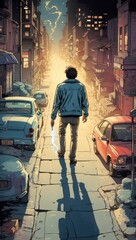 person walking in the city