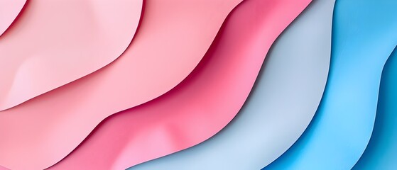Elegant Pink and Blue Paper Craft Layer Abstract Minimal Wallpaper with Copy Space