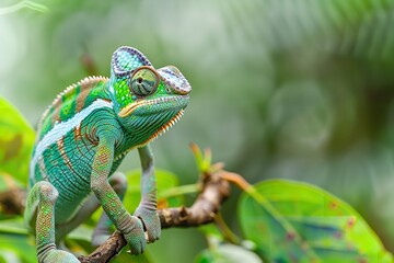 Obraz premium Charmingly humorous chameleon - Chamaeleon&nbsp;caleptratus. Generative Ai