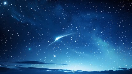 Naklejka premium Enchanting Cosmic Scenery with Radiant Comet in Midnight Sky