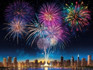 fireworks over the city