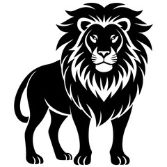 Lion silhouette vector art illustration white background.